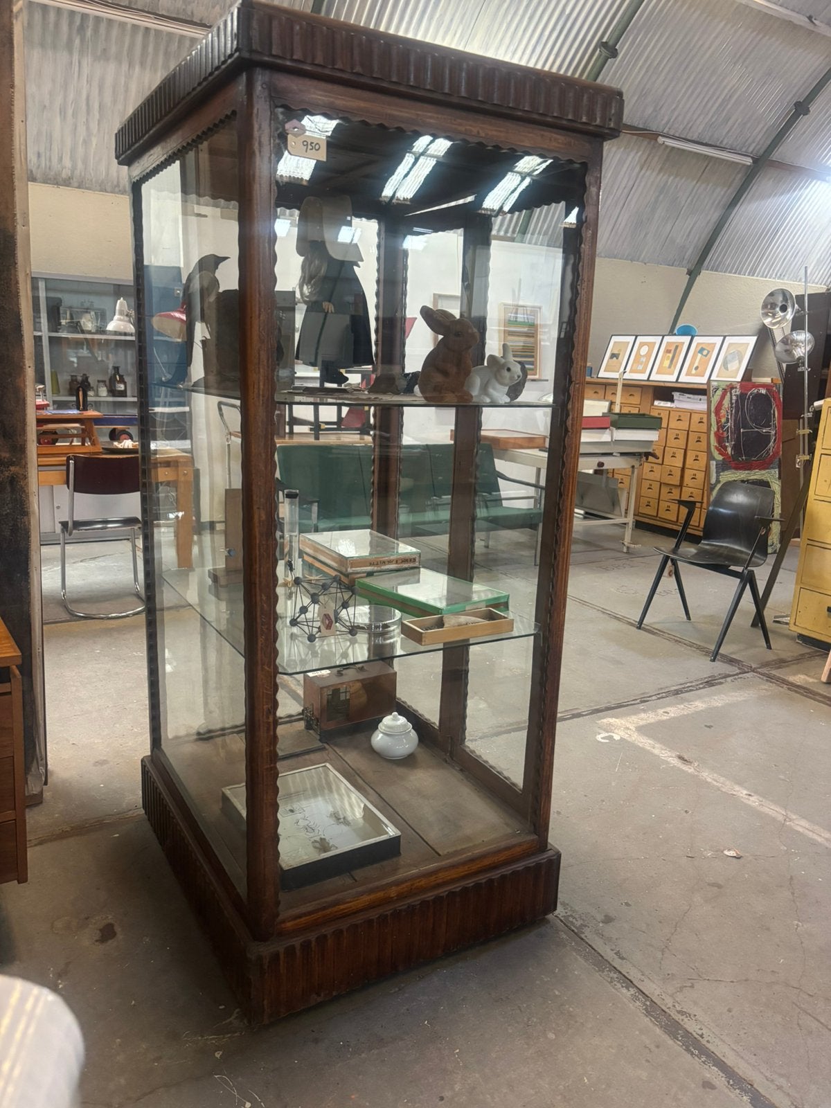 Antieke vitrinekast/ winkelkast, Antiek en Kunst, Ophalen