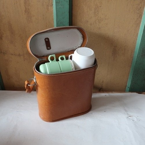 Picknick set vintage retro in hoes origineel 22 x 10 x 28 cm, Ophalen of Verzenden, Gebruikt
