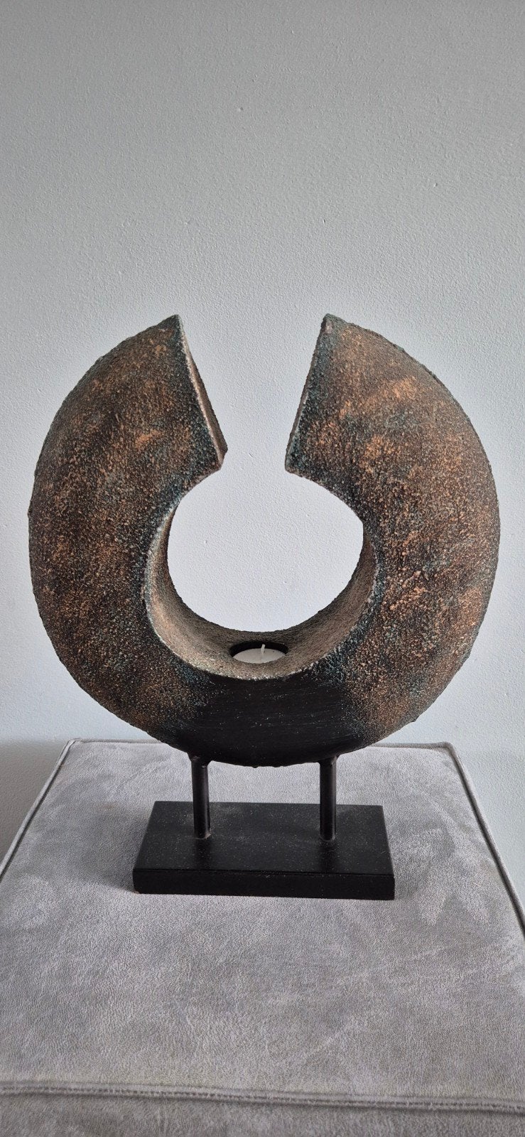 Unieke kandelaar/waxinelichthouder - robuust design, Meerkleurig, Ophalen of Verzenden, Zo goed als nieuw, 40 cm
