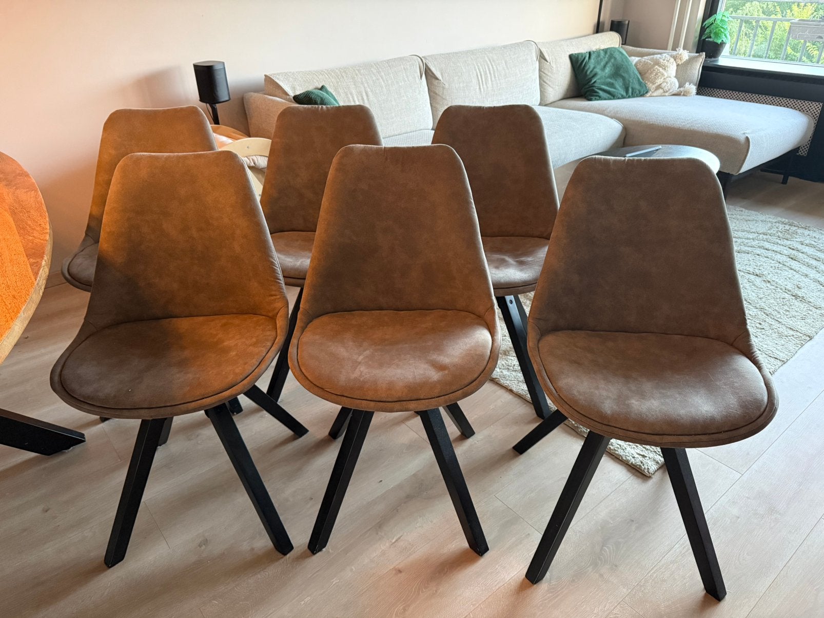 6 eetkamerstoelen Taupe kleur, Huis en Inrichting, Stoelen, Ophalen, Gebruikt, Overige kleuren, Vijf, Zes of meer stoelen