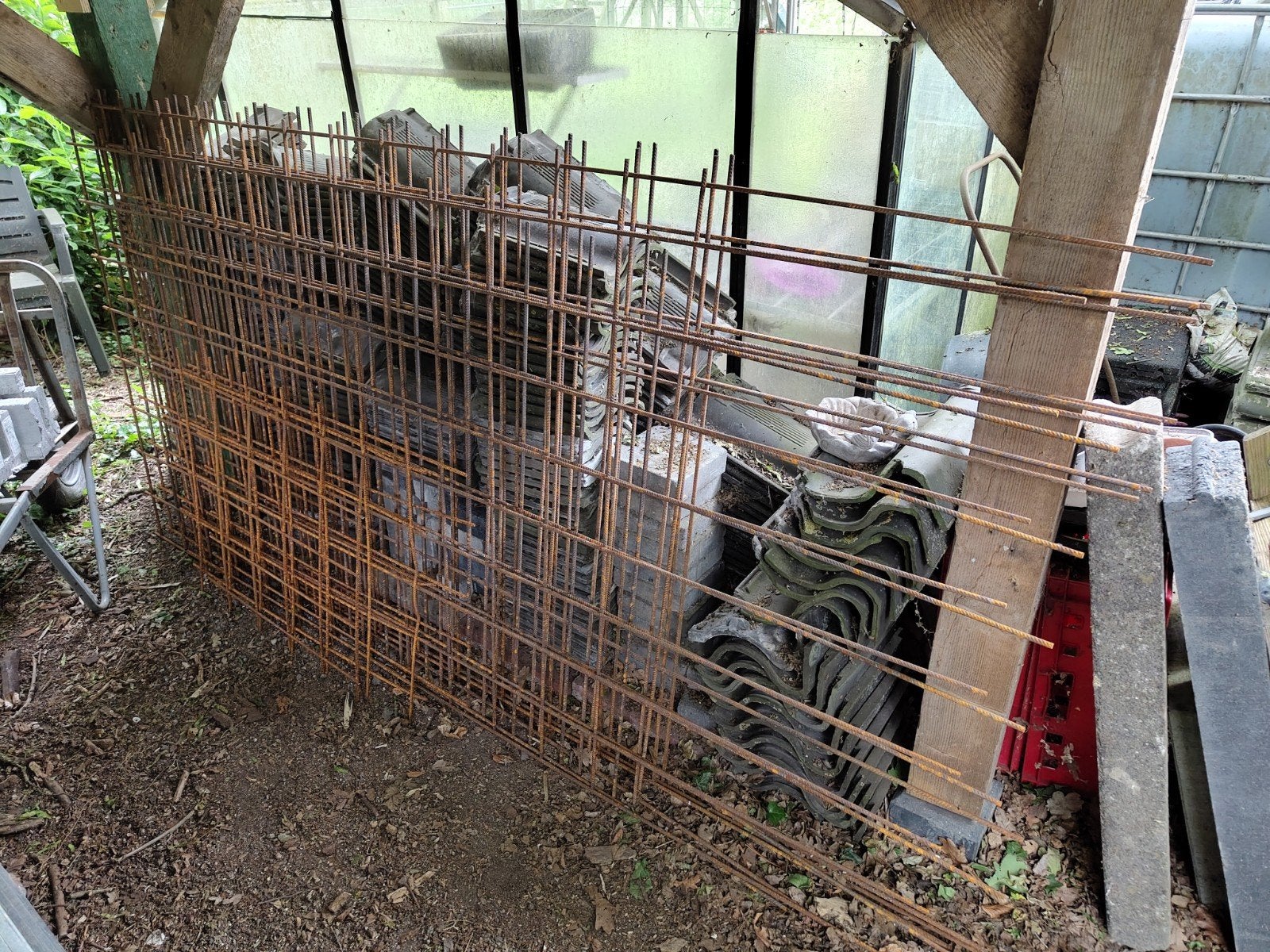 Restant betonijzer netten, handzame stukken, rond 8, Doe-het-zelf en Verbouw, Metalen, Ophalen