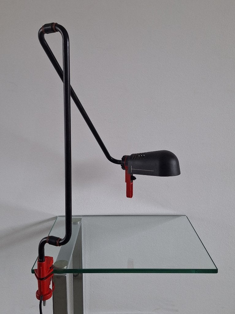 vintage design Belux gelede architectenlamp in tafelbladklem, Bureaulamp, Overige merken, Ophalen of Verzenden, Zwart