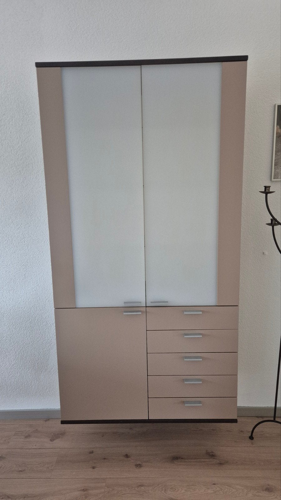 Moderne Vitrinekast met Lades - Beige/Wit, Ophalen, Gebruikt