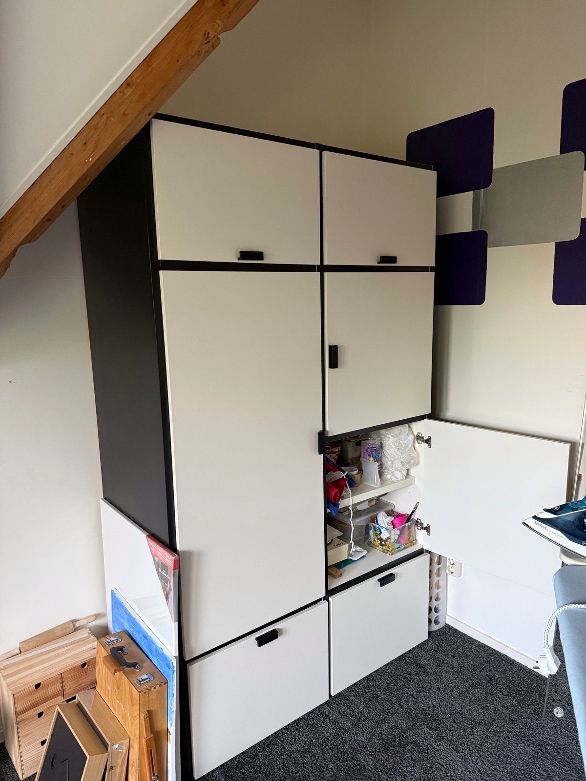 IKEA Odda Kledingkast / Opbergkast - Wit/Zwart, Huis en Inrichting, Ophalen, Gebruikt, 100 tot 150 cm, 200 cm of meer
