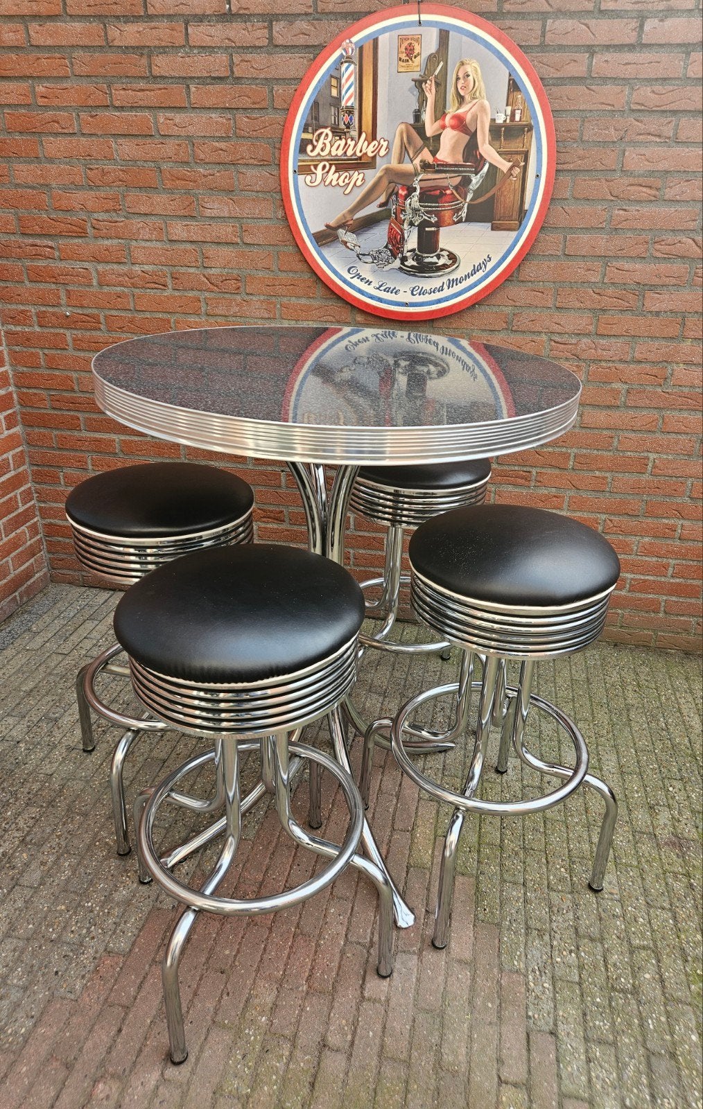 FIFTIES SIXTIES  AMERIKAANSE BEL AIR BARKRUKKEN MET BARTAFEL, Huis en Inrichting, Barkrukken, Ophalen, 60 tot 90 cm, Met voetsteun