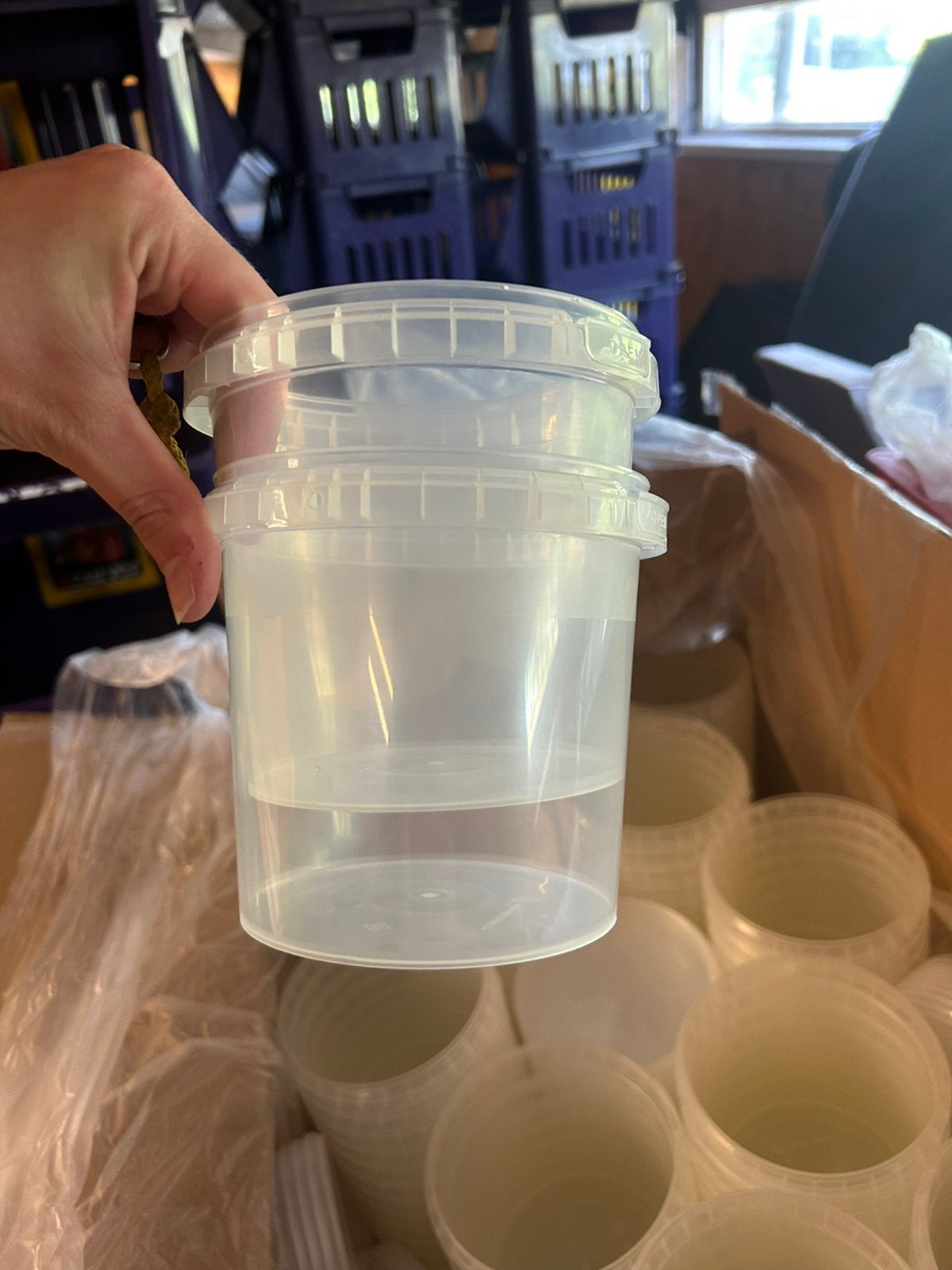 Grote partij Plastic Bakjes met Deksel - Suikerspin / Soep, Diversen, Ophalen
