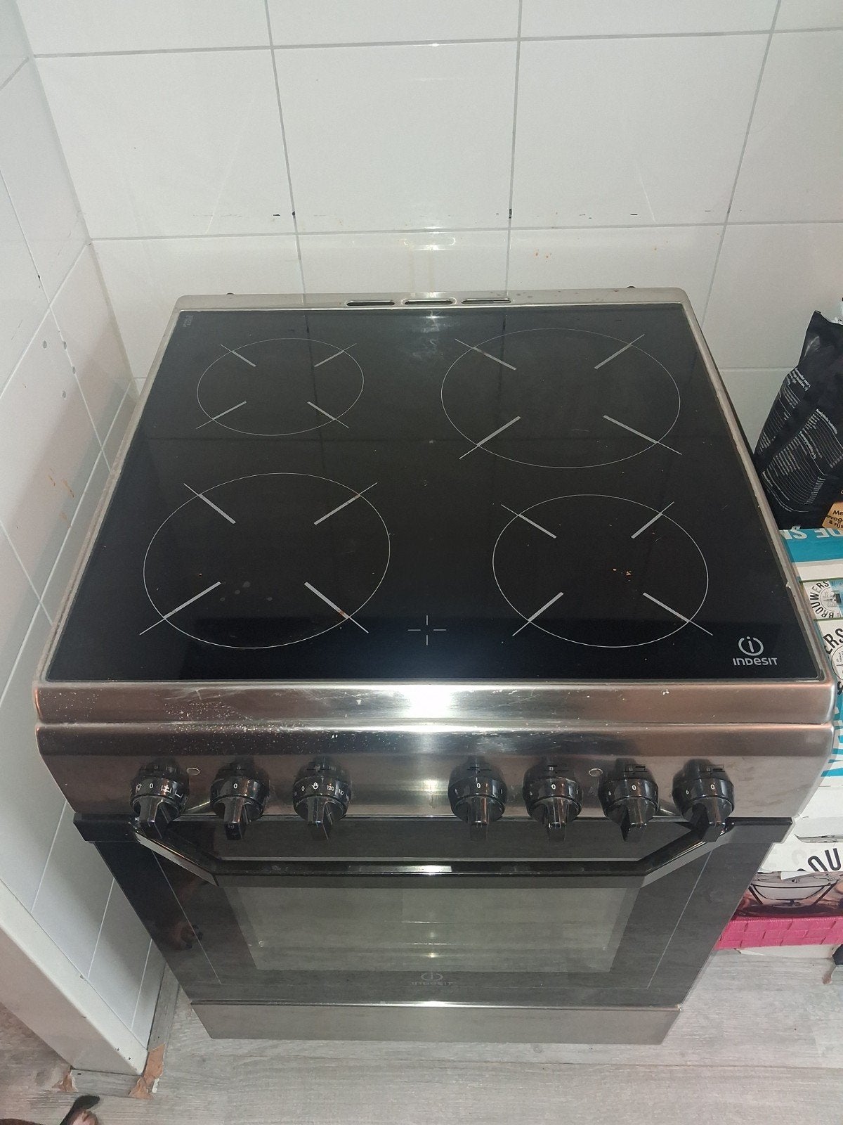 inductiekookplaat+oven is 58 cm breed, Ophalen, 4 kookzones, Zo goed als nieuw, Inductie