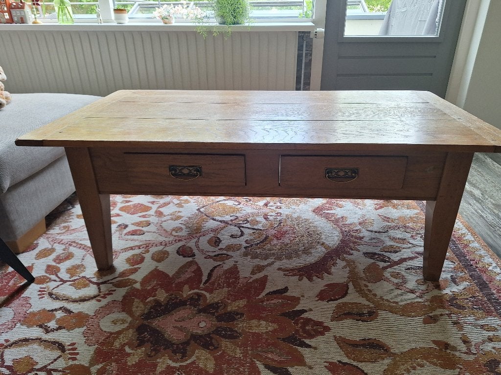 Salontafel, Huis en Inrichting, Tafels | Salontafels, Ophalen, Gebruikt, 100 tot 150 cm, Eikenhout