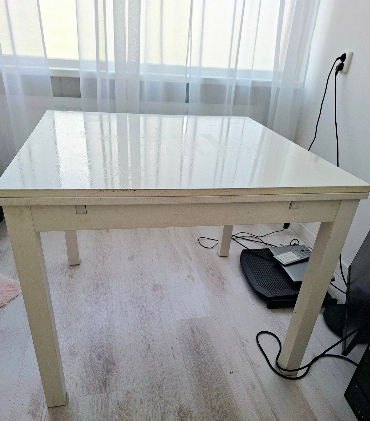Goede houten ikea eettafel 90x90cm te verlengen naar 1.70x90, Huis en Inrichting, Ophalen, Gebruikt, 50 tot 100 cm, Vierkant