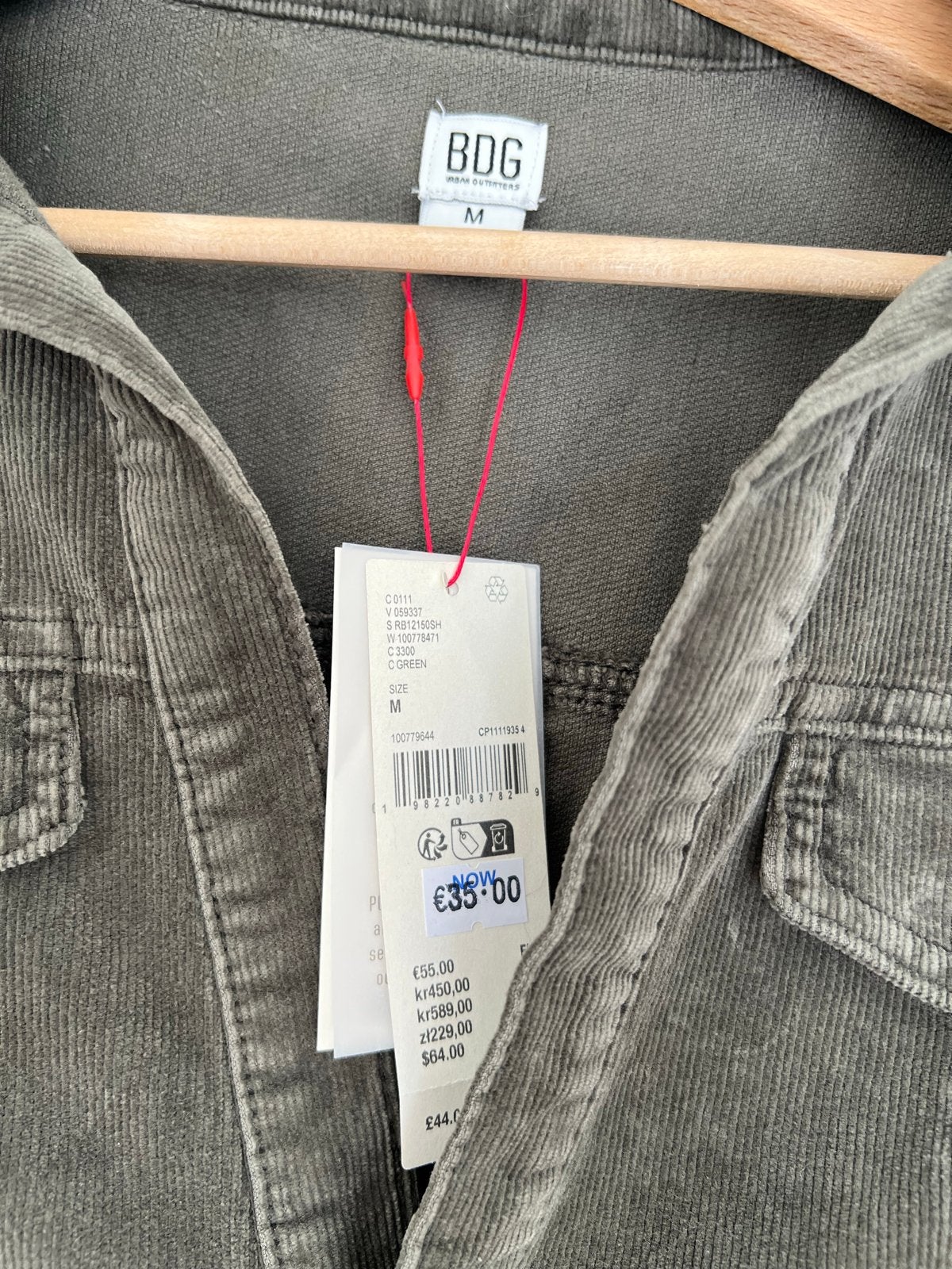 Urban Outfitters BDG Corduroy Overhemd Maat M Nieuw, Maat 38/40 (M), Nieuw, Ophalen of Verzenden, Korte mouw