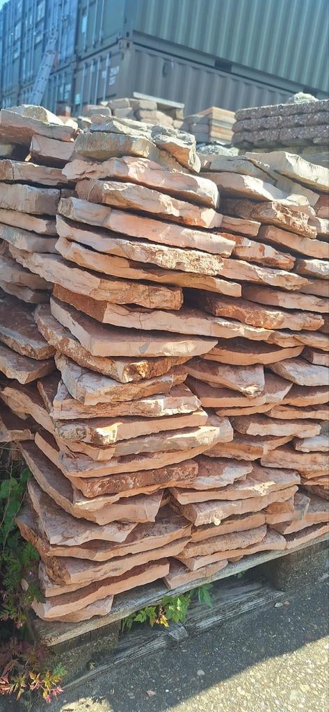 Brasil Rosso Kwartsiet Flagstones - Warme Natuursteen, Tuin en Terras, Tegels en Klinkers, Nieuw, Terrastegels, Natuursteen, Ophalen