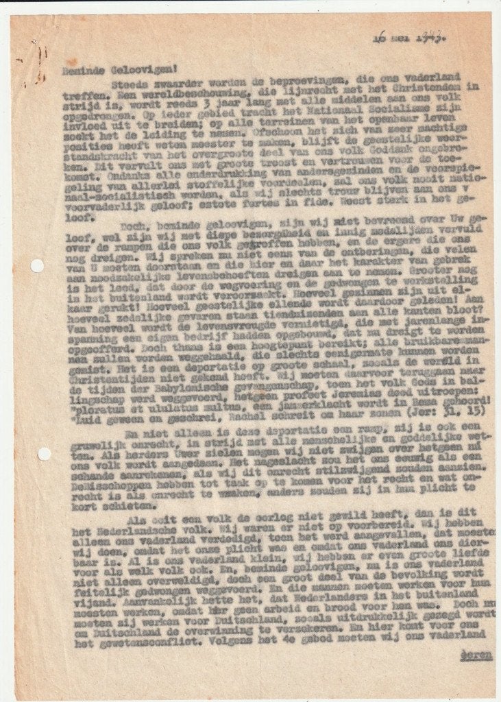 Twee doorslagen van Katholieke strekking / soort preek 1943, Verzenden, Overige typen, Overige soorten, X