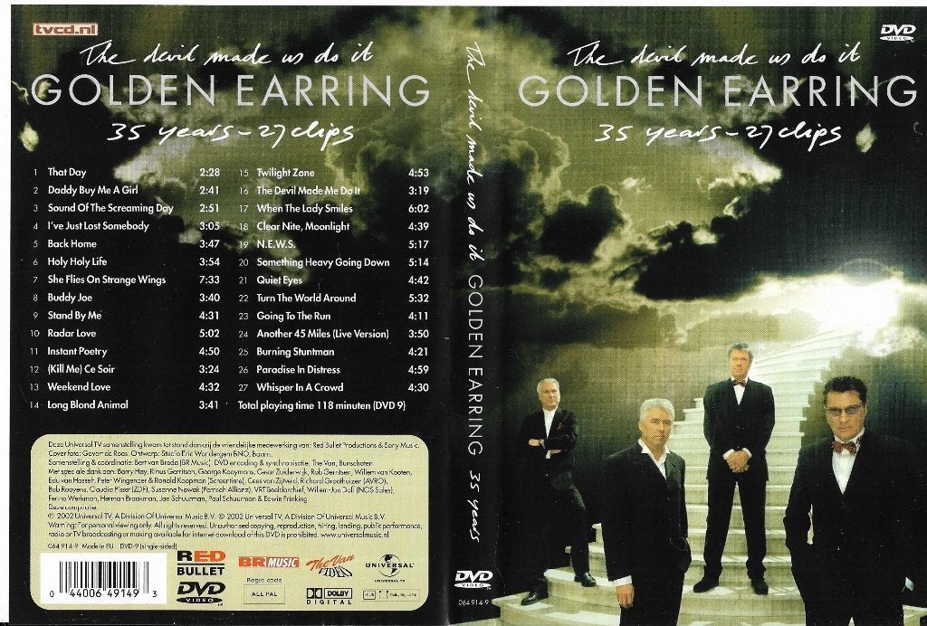 Golden Earring (DVD) 35 years - 27 clips The Devil made..., Alle leeftijden, Ophalen of Verzenden, Zo goed als nieuw, Muziekvideo's