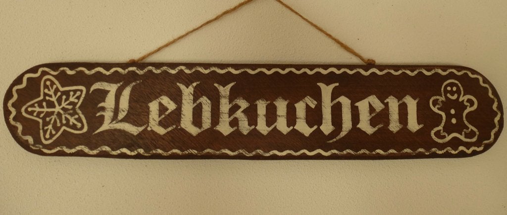 Handgeschilderd reclame bord / Lebkuchen / kerst markt, Hout, Ophalen of Verzenden, Bruin, B6