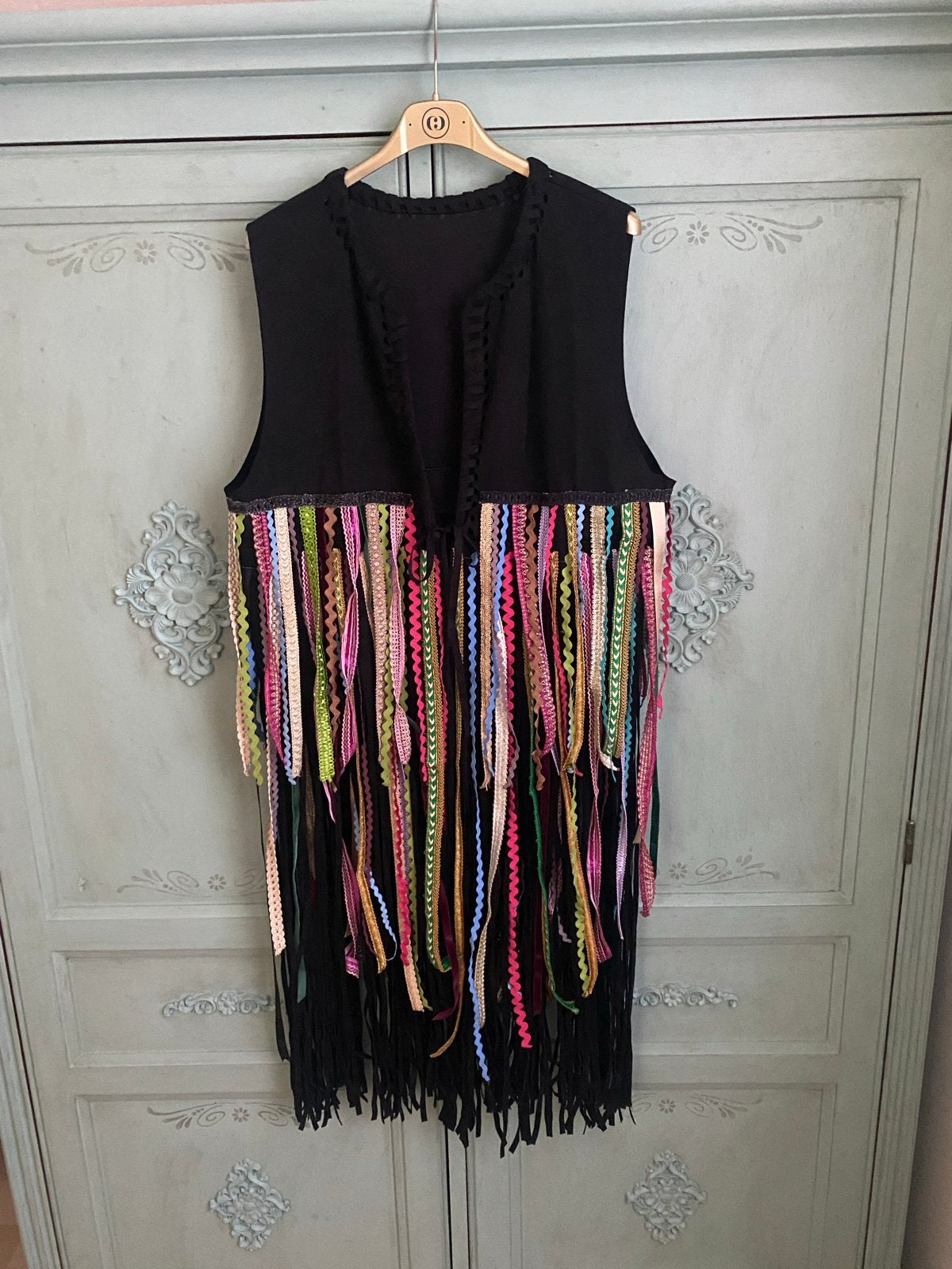 Nieuw Franje Gilet Maat L, Ophalen of Verzenden, Nieuw, Maat 42/44 (L), Zwart