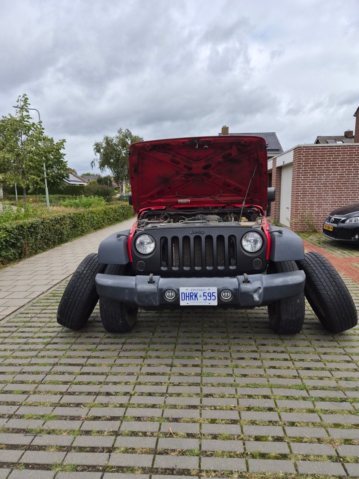 Jeep wrangler rood, Stof, Zwart, Bedrijf, Handgeschakeld