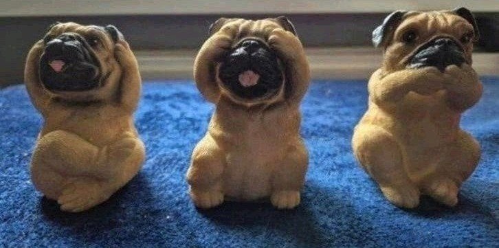 Set van 3 schattige Mopshond beeldjes, Ophalen of Verzenden, Nieuw, Hond of Kat, Beeldje of Figuurtje