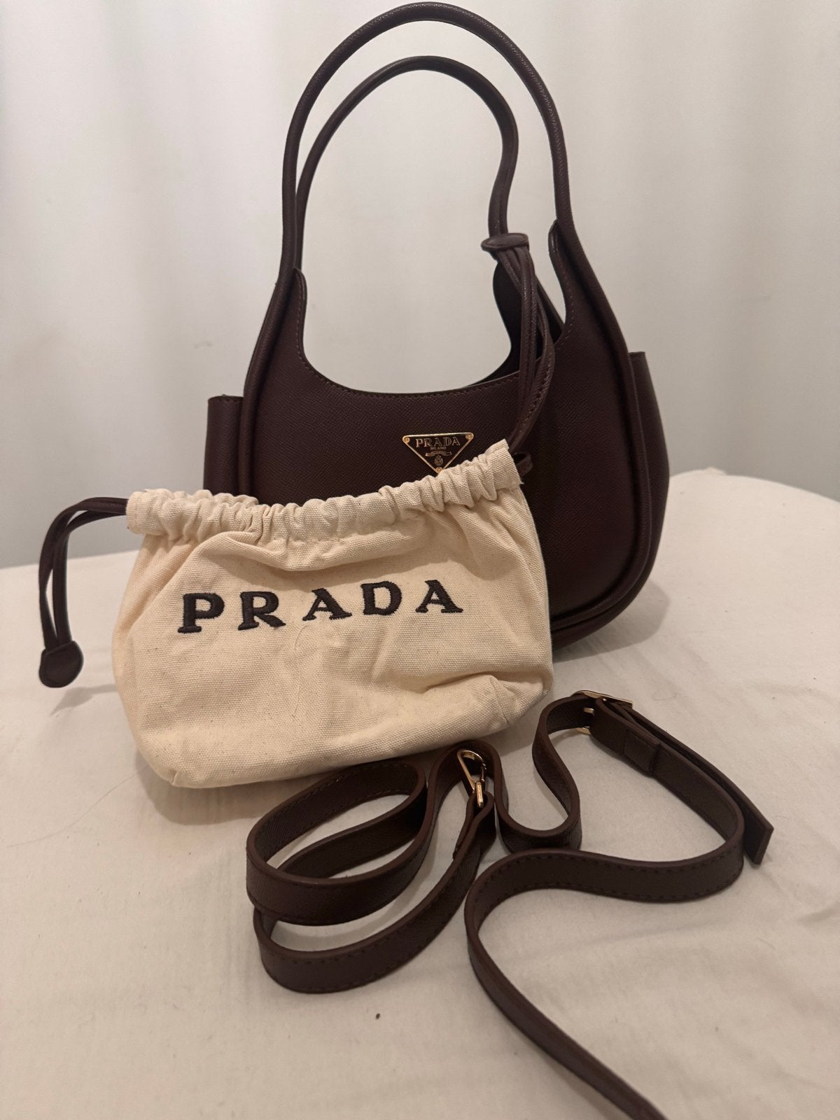 Prachtige Prada handtas - Nooit gedragen, Ophalen of Verzenden, Nieuw, Bruin, Handtas
