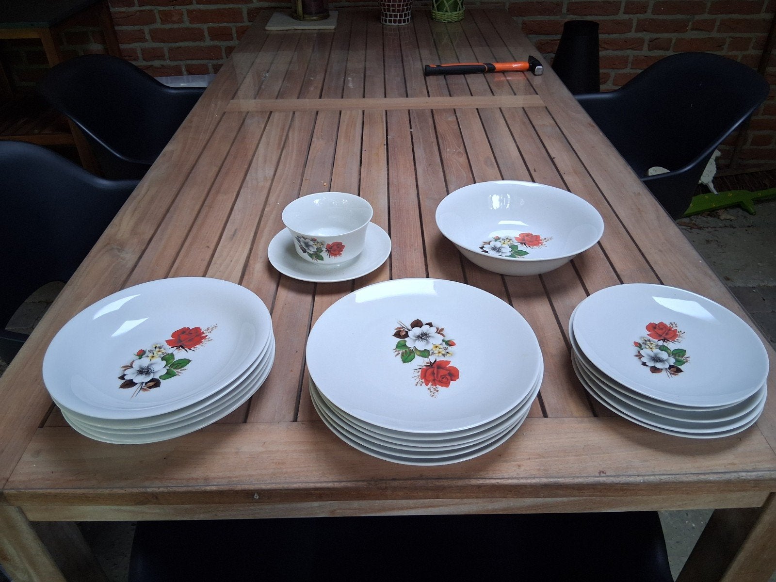 Vintage jaren '60 servies - 19-delig met bloemmotief, Ophalen