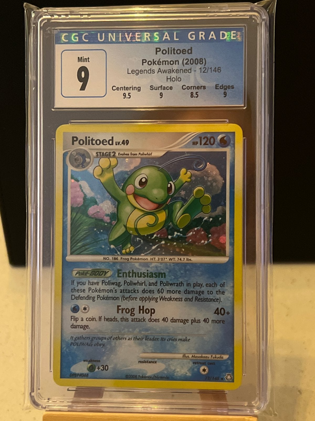 Politoed Pokémon Kaart CGC 9 Mint Legends Awakened Holo, Ophalen of Verzenden, Zo goed als nieuw, Losse kaart, Foil