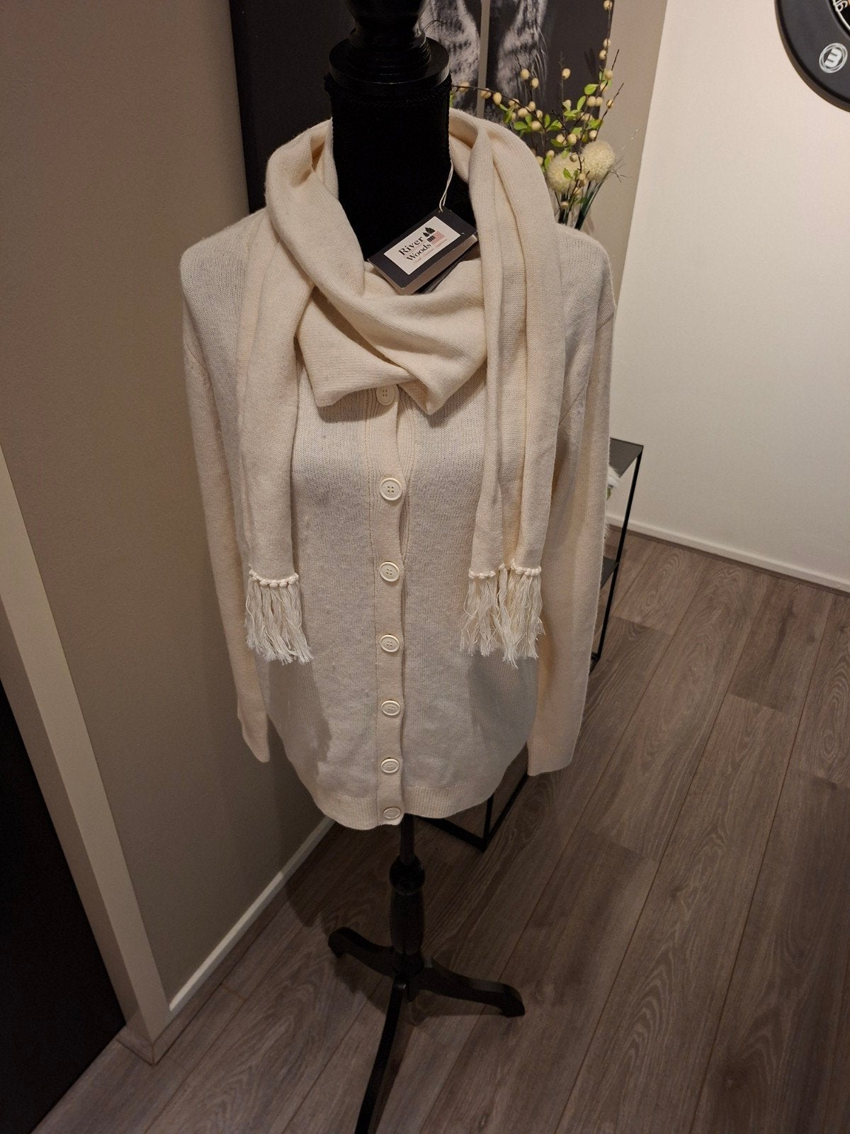 River Woods vest met sjaal - Nieuw met kaartjes, River Woods, Beige, Maat 46/48 (XL) of groter, Nieuw