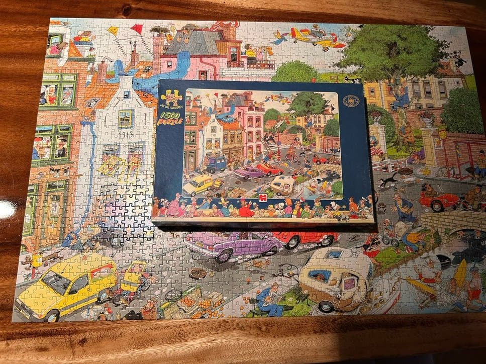 Jan van Haasteren legpuzzel - Friday the 13th - 1500 stukjes, Ophalen of Verzenden, 500 t/m 1500 stukjes, Gebruikt, Legpuzzel