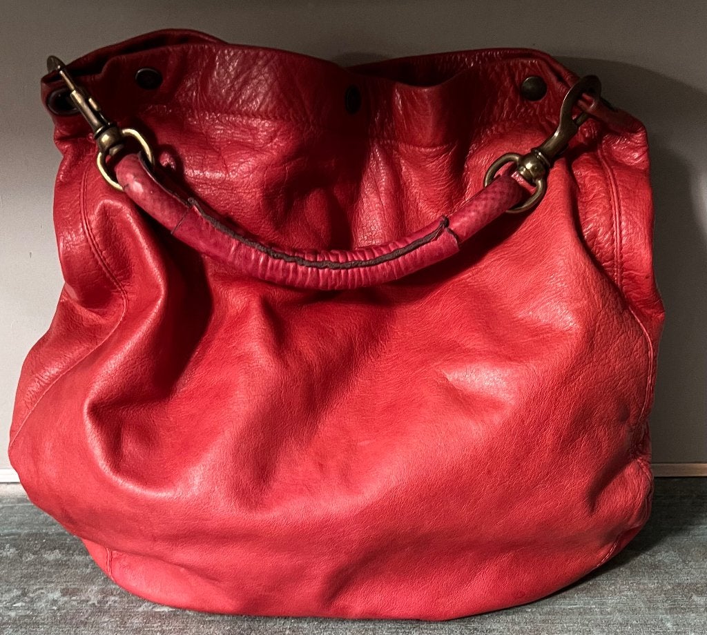 Tuscan’s. Prachtige rode Italiaanse leren tas., Ophalen of Verzenden, Zo goed als nieuw, Rood, Schoudertasje