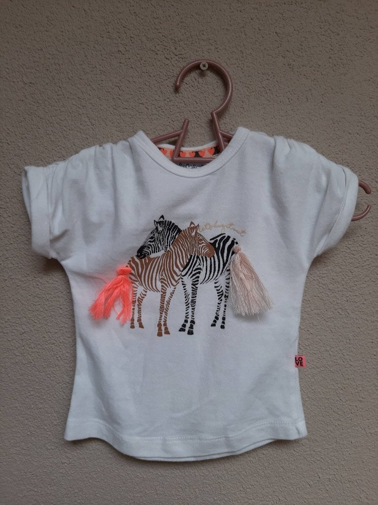 Shirtje Dirkje zebra's met flosstaartjes Mt 62  ZGAN !, Kinderen en Baby's, Babykleding | Maat 62, Meisje, Dirkje, Ophalen of Verzenden