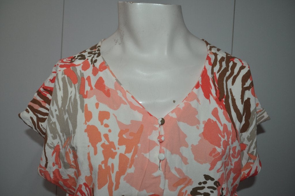 AD57 Fransa Shirt maat XL Roze Wit bruin Tinten, Meerkleurig, Fransa, Zo goed als nieuw, Shirt of Top