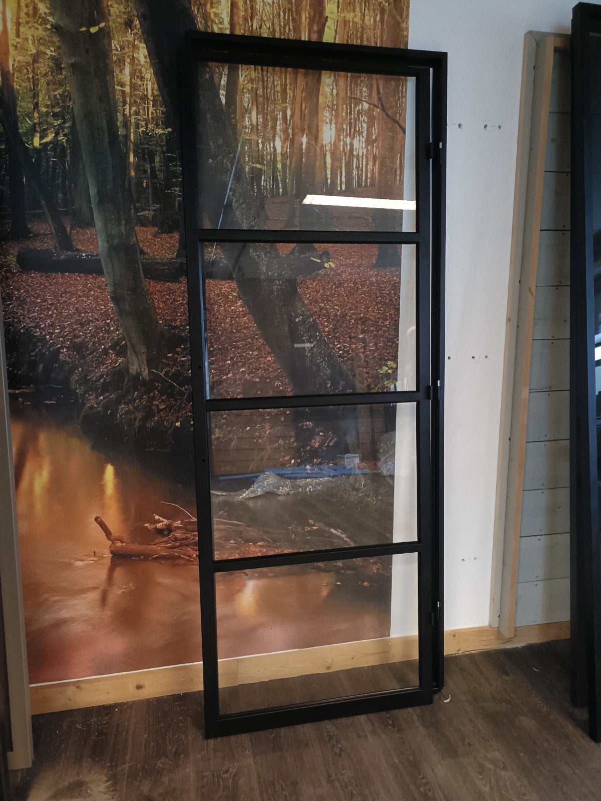 Mooie zwarte deur met kozijn, Ophalen, Glas, Binnendeur, 200 tot 215 cm