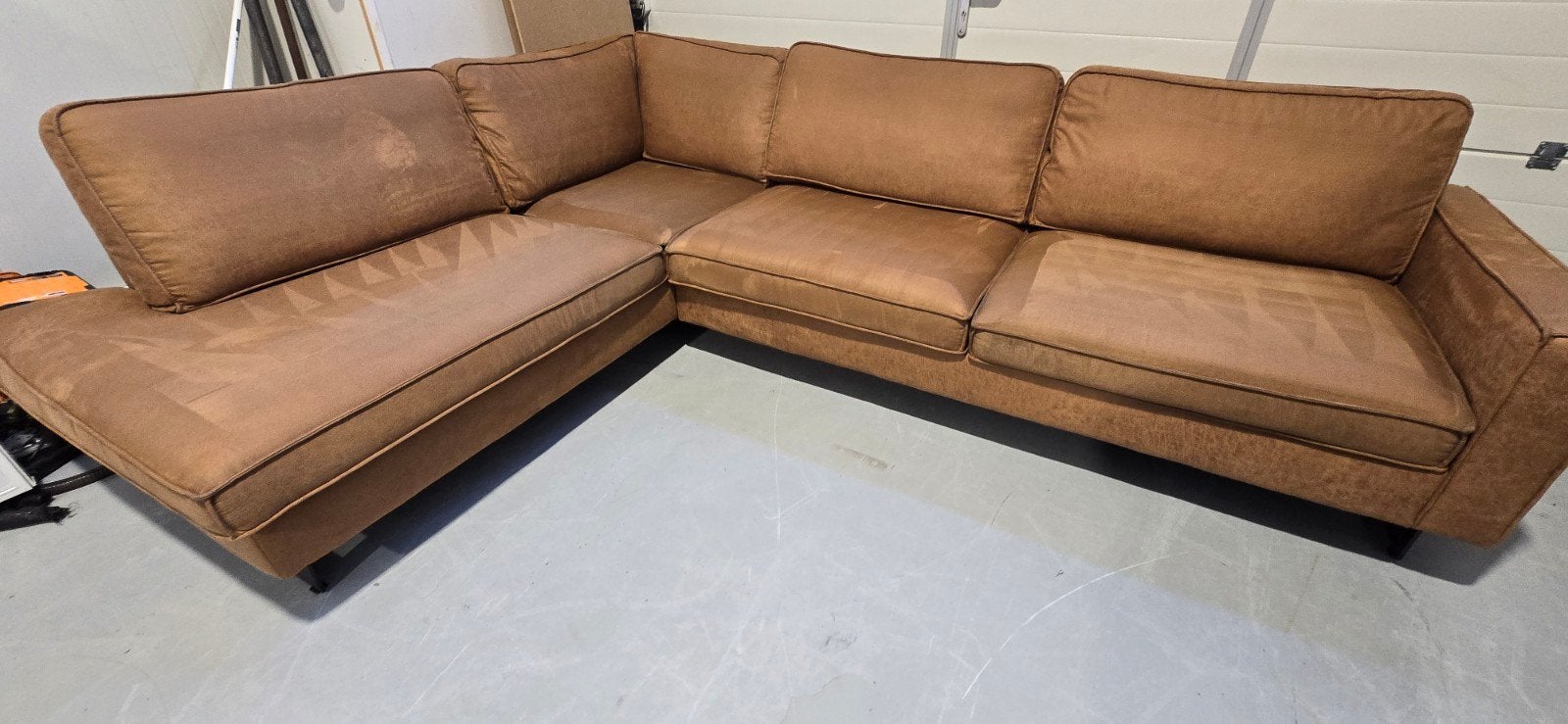 hoekbank  home 24 cognac microvezel /microleder, Home 24, Ophalen of Verzenden, Zo goed als nieuw, Home 24