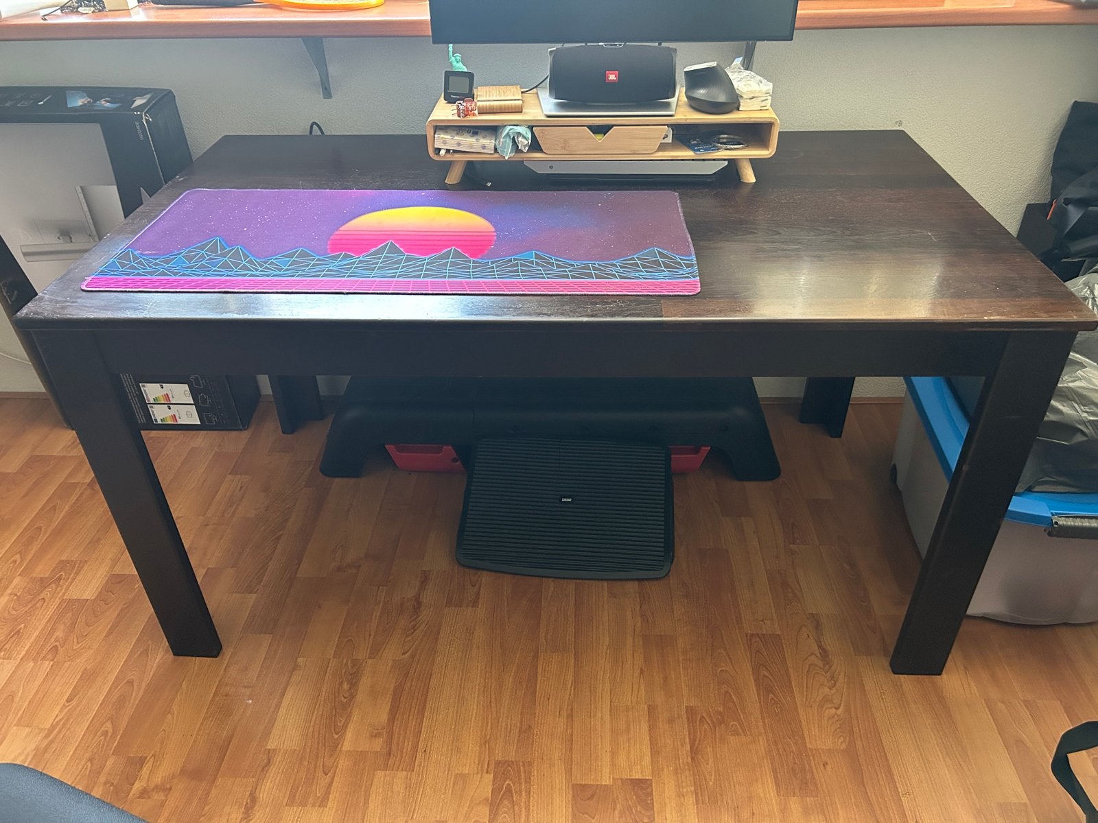 Stevig donkerbruin bureau/ eettafel- 144x82x73 cm, Ophalen, Gebruikt, Hout, Bruin