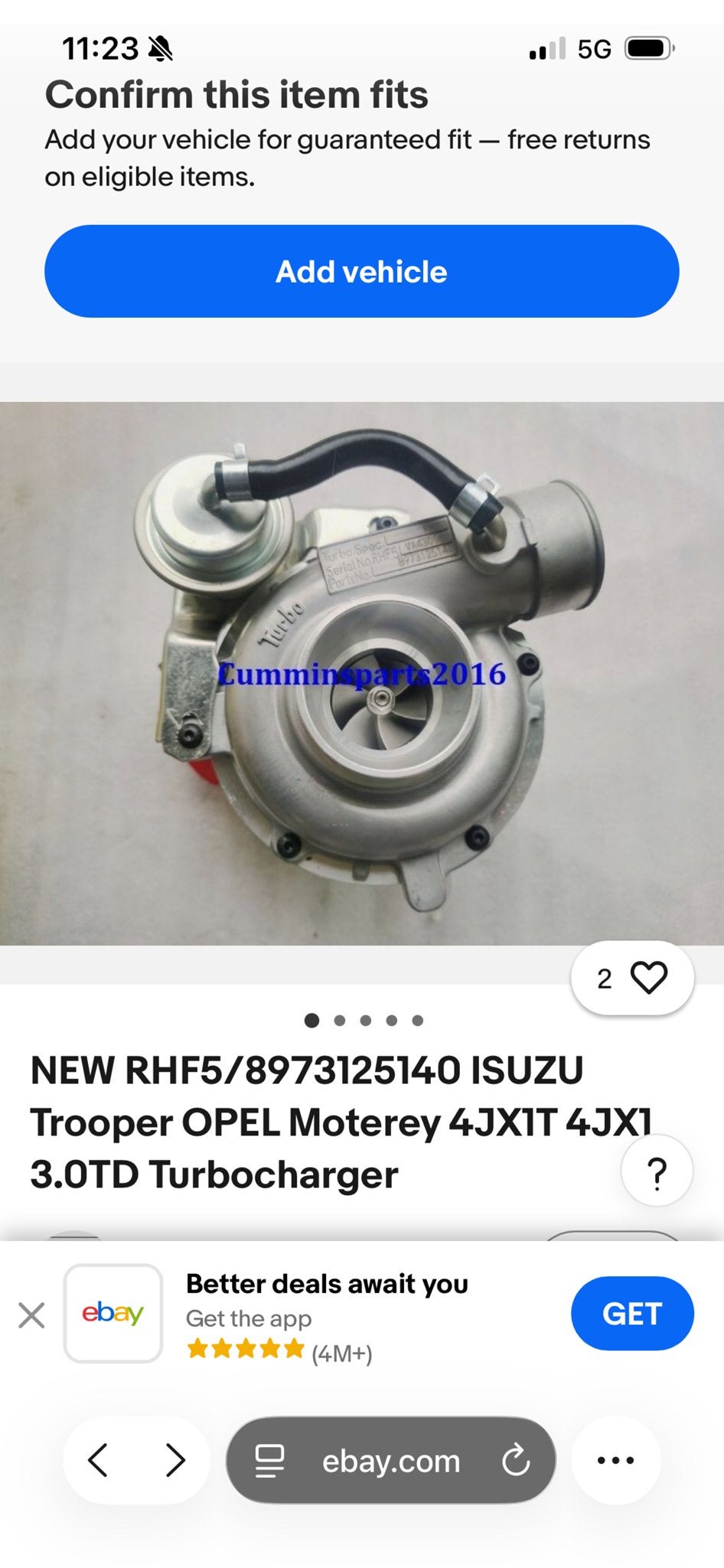 Nieuwe RHF5/8973125140 Turbo voor Isuzu Trooper Opel, Opel, Nieuw, Mvwhandel@gmail.com, Ophalen of Verzenden