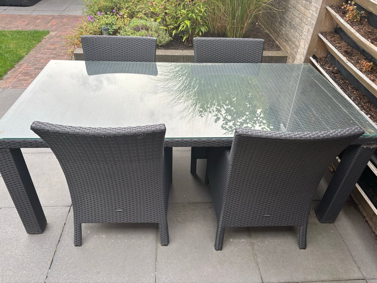 Tuinset met all weather kussens - 2x1 meter, Tuin en Terras, Tuinsets en Loungesets, Ophalen, 4 zitplaatsen, Gebruikt, Eettafel