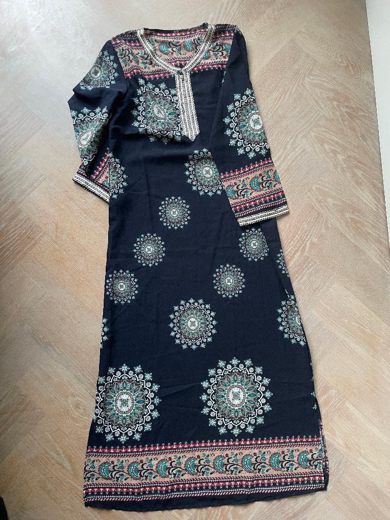 Kaftan Abaya Arabische lange jurk met lange mouwen, Maat 38/40 (M), Overige typen, Zwart, Ophalen of Verzenden