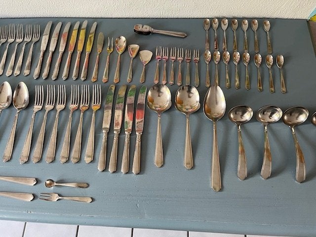 43 x Gero Zilmeta 573 stropdas bestek RVS 1939-1960 per stuk, Ophalen of Verzenden