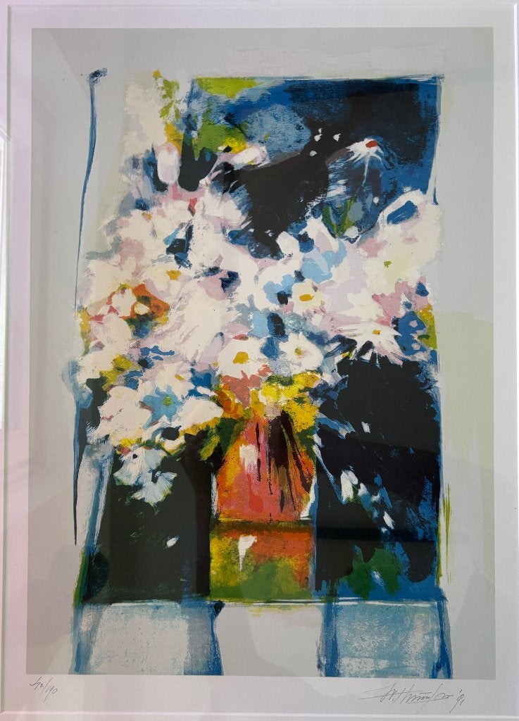 Zeefdruk Wijnand Thönisen, Antiek en Kunst, Ophalen of Verzenden, Papier/karton, Zeefdruk, Bloemen