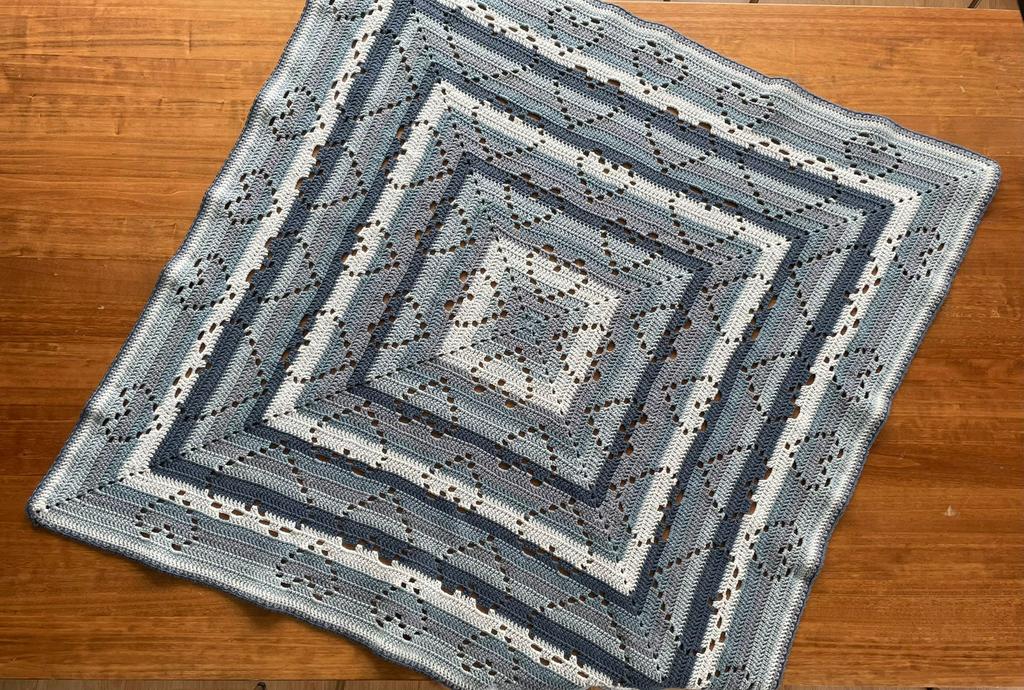 Zelfgemaakte gehaakt babydeken, 100% katoen blauw, Ophalen of Verzenden, Zo goed als nieuw