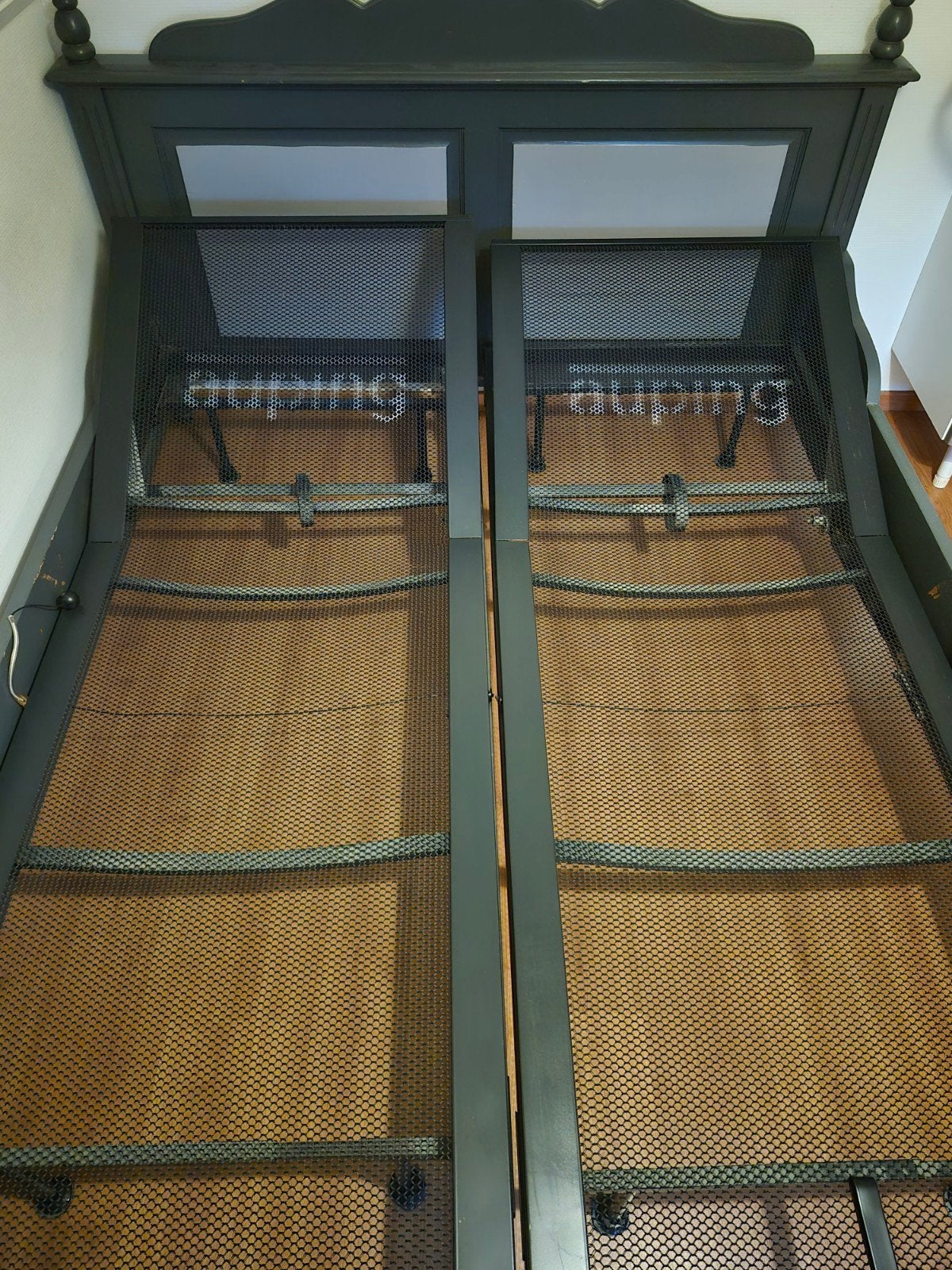 Auping bed met verstelbare lattenbodems 160x200, Ophalen, Tweepersoons, 200 cm, Grijs
