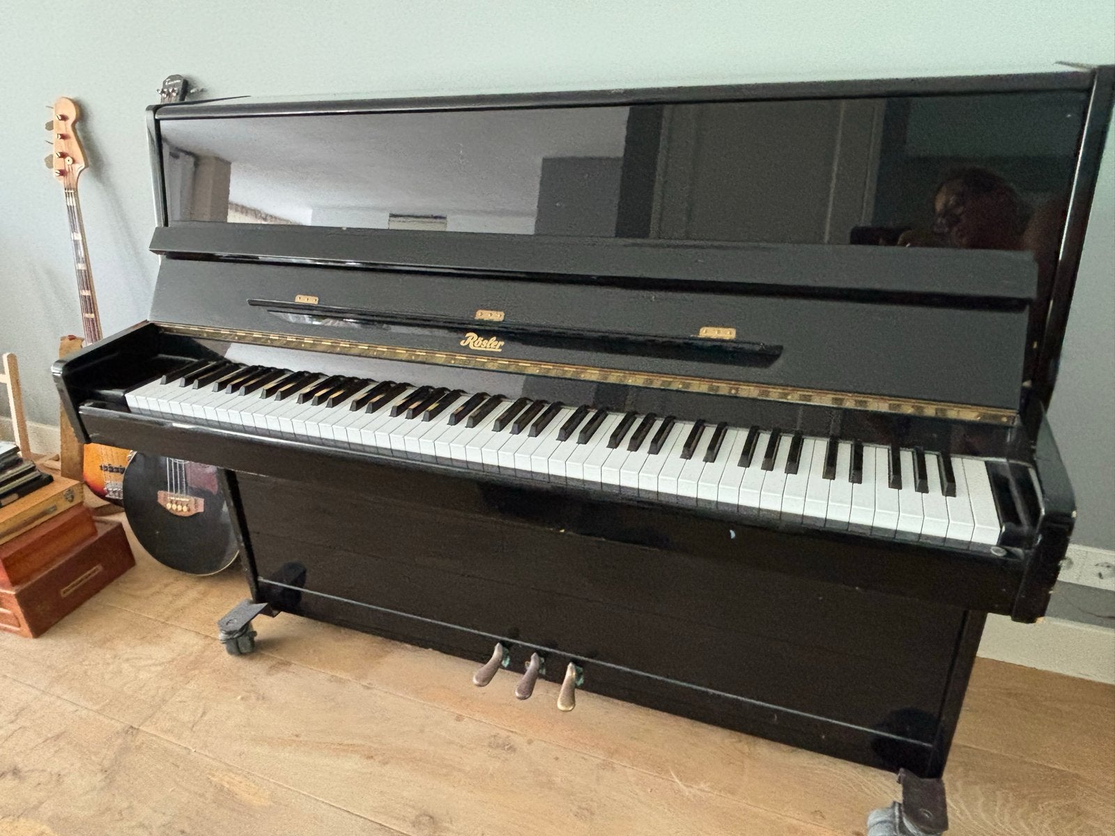 Rösler Studie Piano Hoogglans Zwart - Goed Onderhouden, Muziek en Instrumenten, Piano's, Gebruikt, Zwart, Ophalen of Verzenden