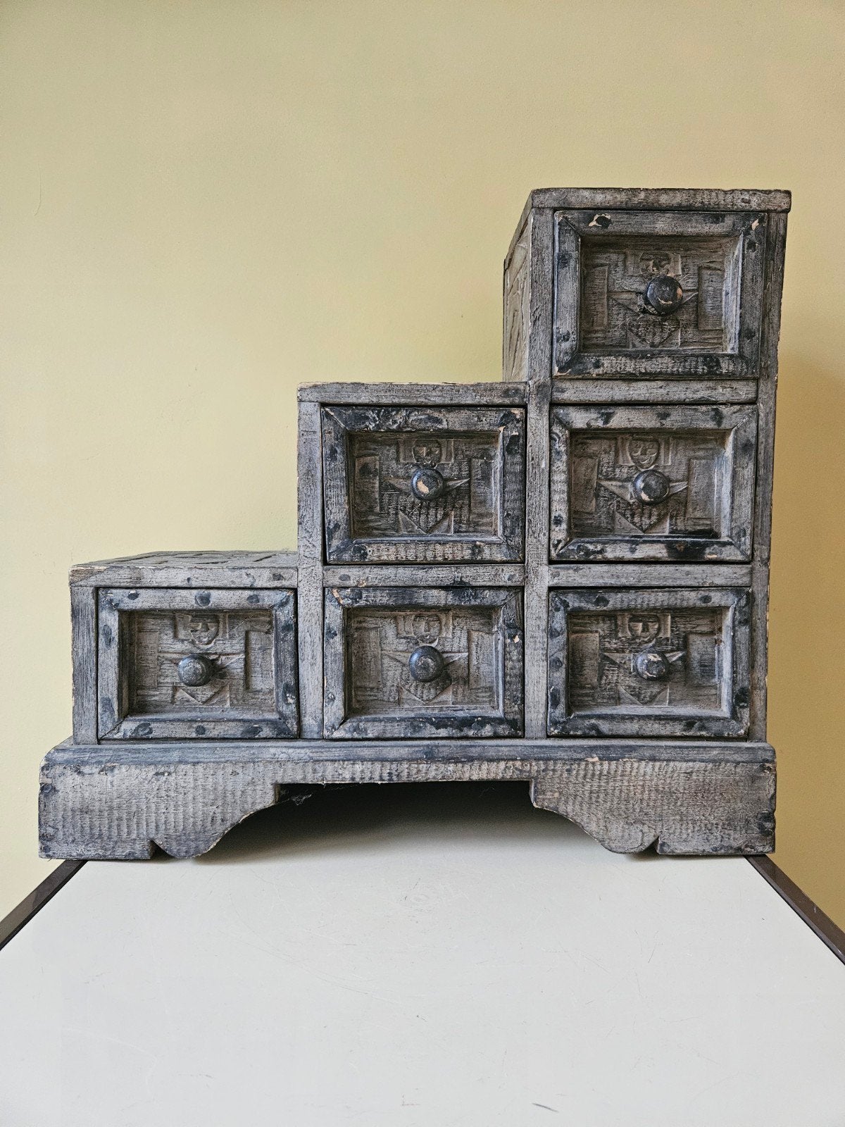 Vintage houten ladekastje - 48x45 cm, Ophalen of Verzenden