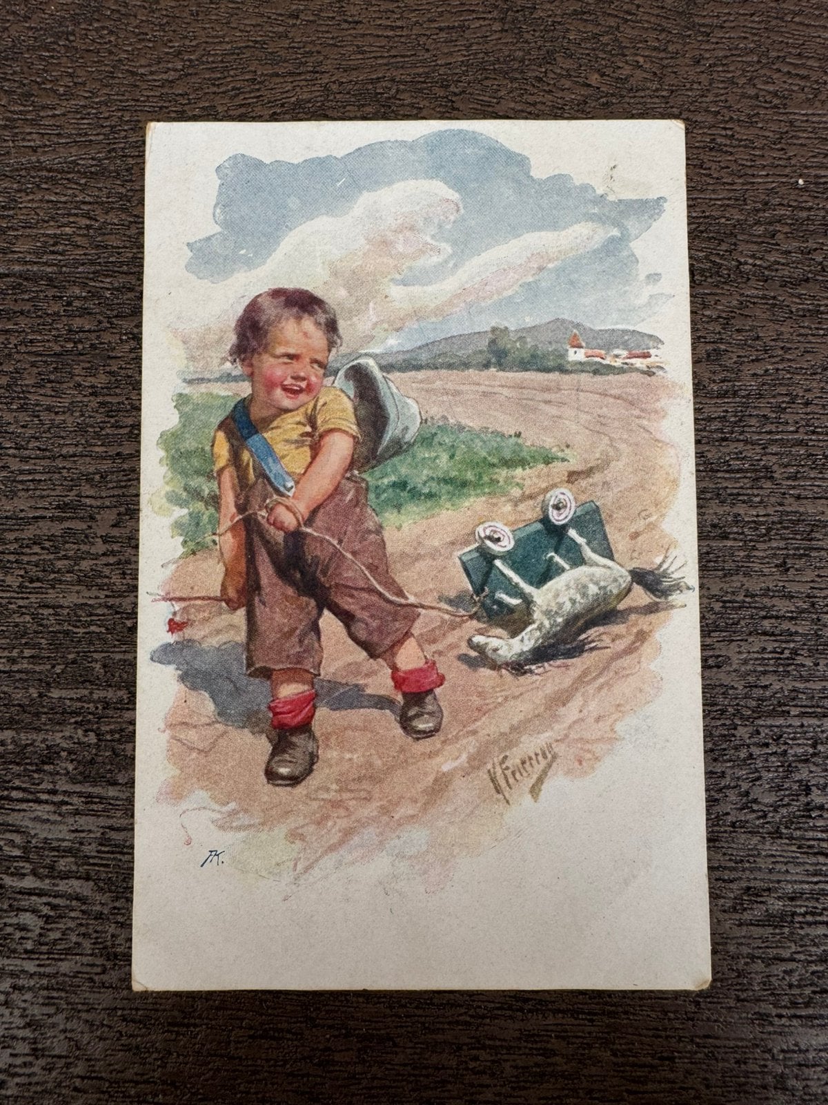 Feiertag jongetje met paard 1921, Ophalen of Verzenden, 1920 tot 1940, Kinderen