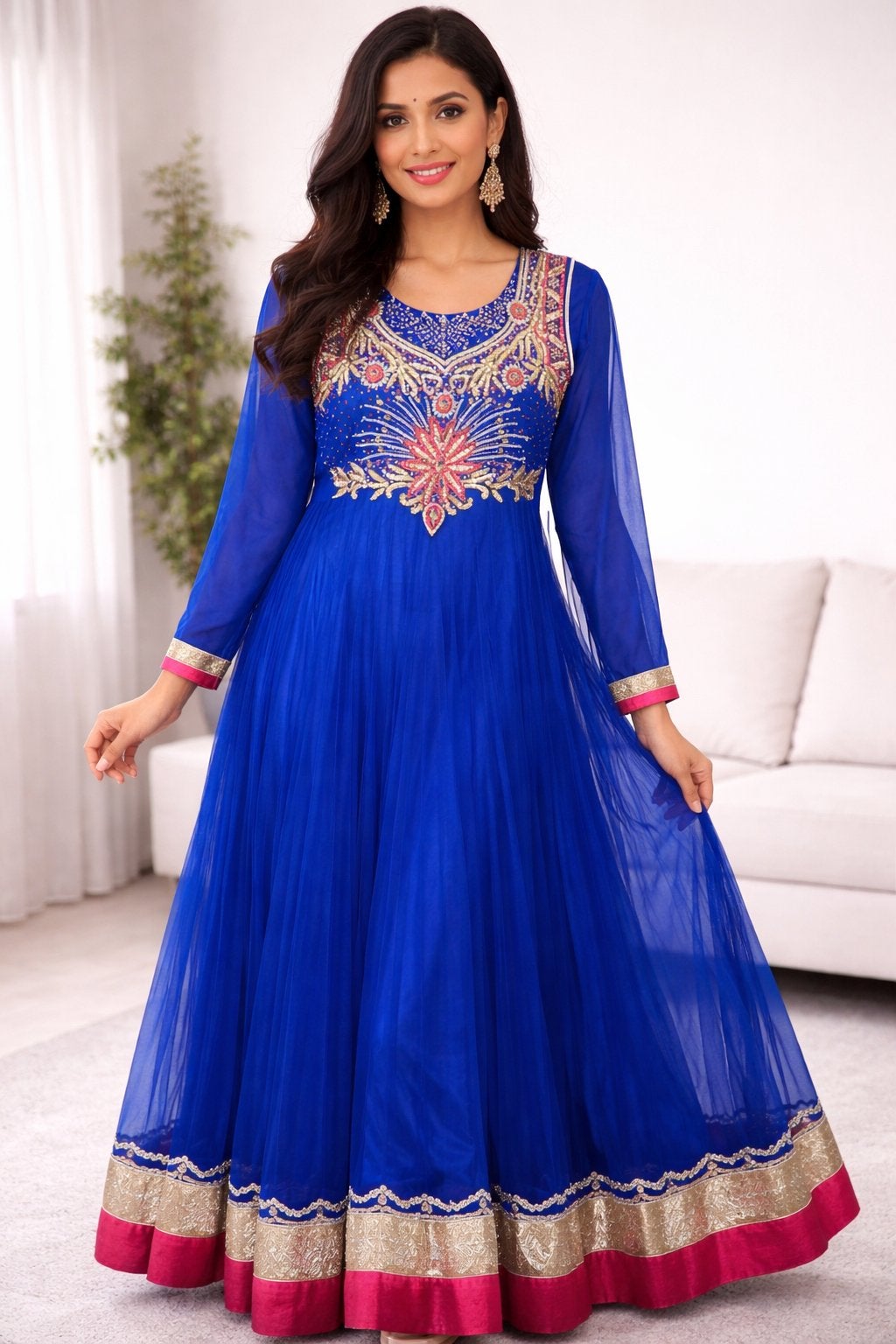 Pakistani/indian dress, Kleding | Dames, Overige typen, Blauw, Maat 42/44 (L), Ophalen of Verzenden