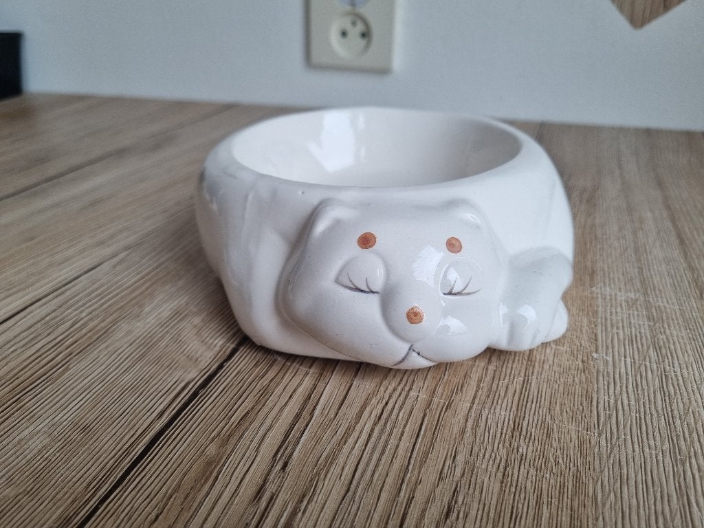 Prachtige grote zeldzame Vintage Kat Poes Voer Schaal Japan, Overige merken, Verzenden, Keramiek, Vintage
