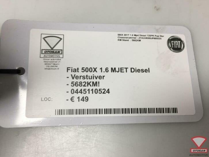 fiat 500x 2017 1.6 mjet diesel verstuiver 0445110524, Gebruikt, Stellantis Europe S.p.A., Ophalen of Verzenden, Info@stellantis.com