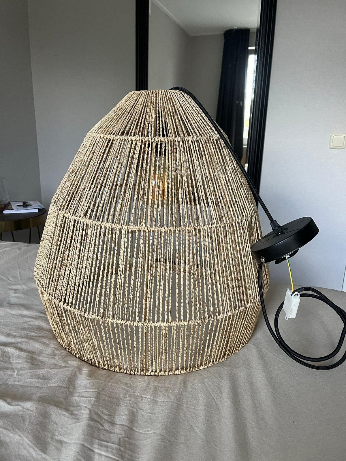 Prachtige hanglamp van natuurlijk materiaal - Boheemse stijl, Ophalen, Natuurlijk materiaal, Bohemian, E27 (groot)
