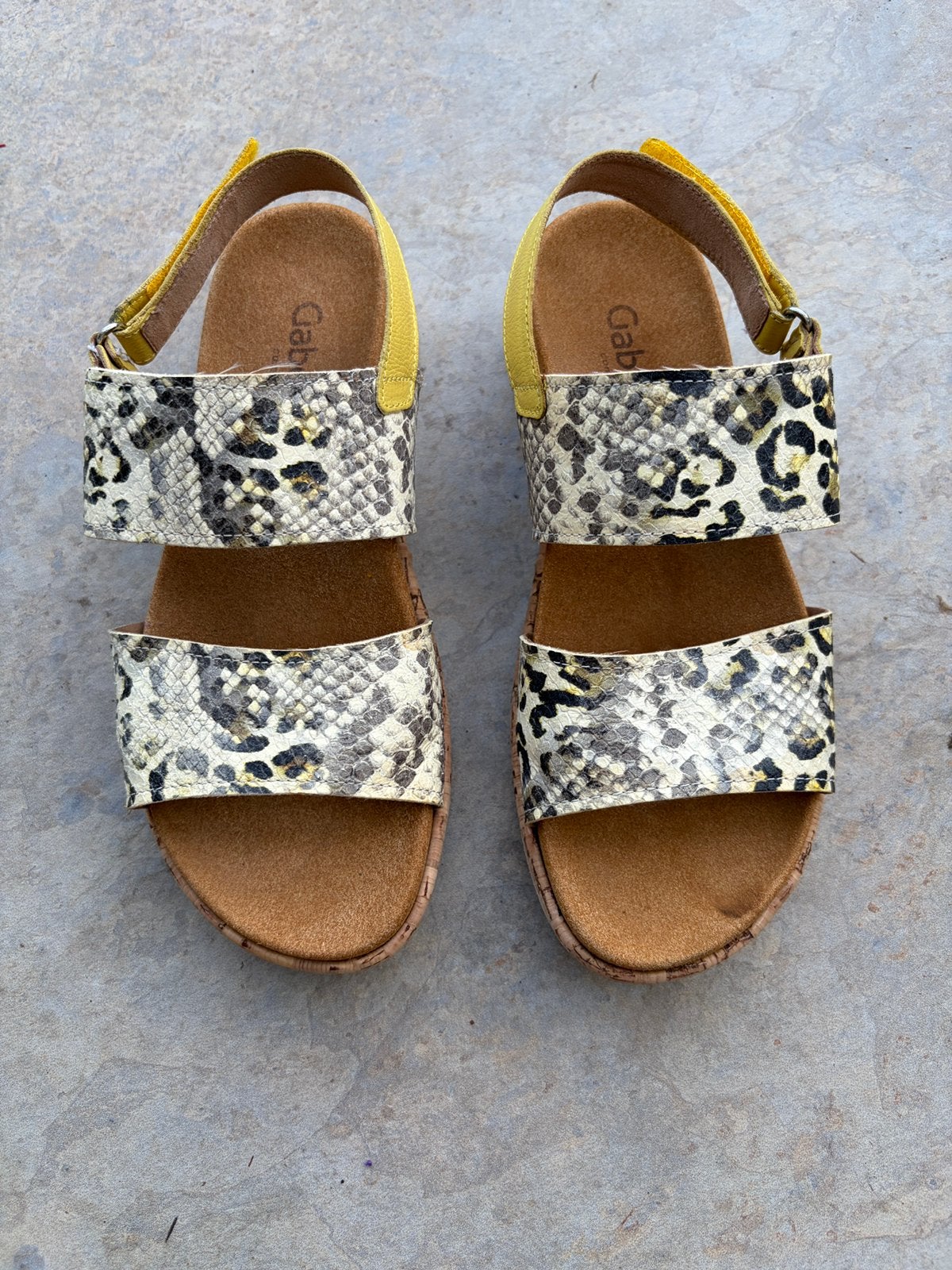 Gabor sandalen beige print/geel mt 39 (6), Beige, Zo goed als nieuw, Sandalen of Muiltjes, Ophalen of Verzenden