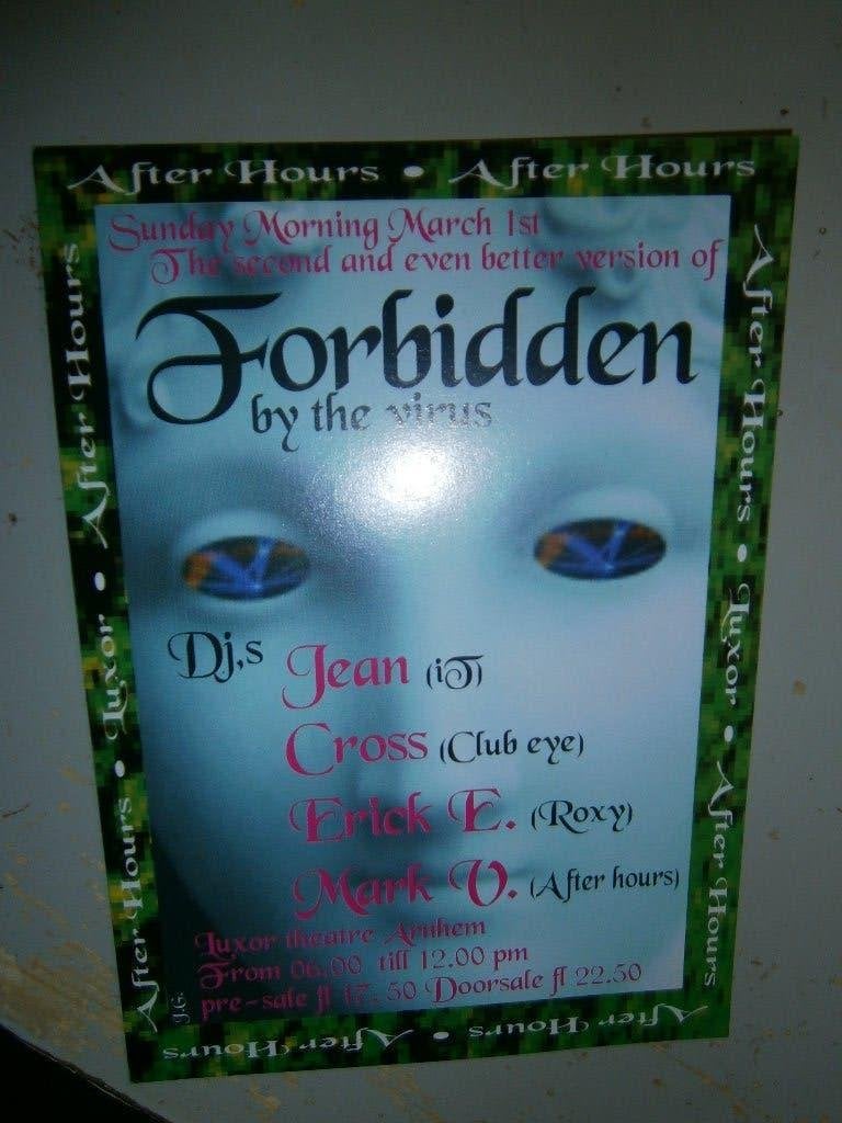 Luxor Arnhem – Forbidden by the Virus 1992 – Zeldzame Flyer, Ophalen, Rechthoekig Staand, A4 of kleiner, Zo goed als nieuw