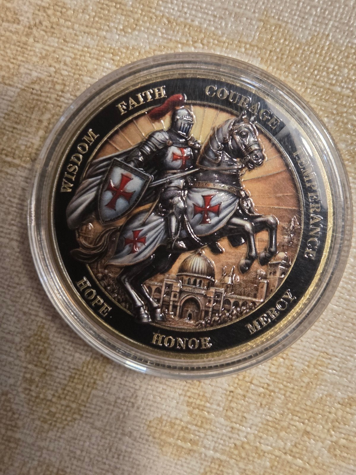 Tempelier Ridder Munt - Geloof, Moed, Wijsheid, Ophalen of Verzenden