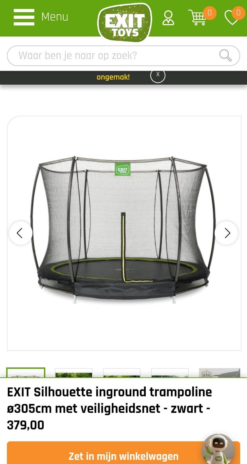 Trampoline 305 cm, Ophalen, Nieuw